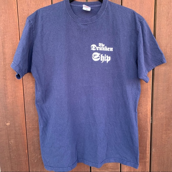 The Drunken Ship Short Sleeve Navy Blue Tee Size Large - Picture 2 of 5